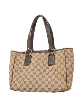 Gucci Handbag GG Canvas Beige Brown Silver